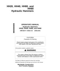 John Deere HH20, HH40, HH60, HH80 Attachments Operator's Manuals (OMT292171)