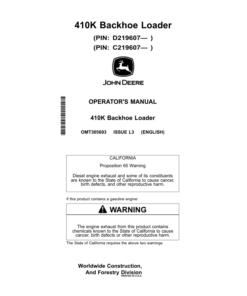 John Deere 410K Backhoe Loaders Operator's Manuals (OMT305693)