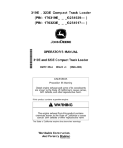 John Deere 319E, 323E Compact Track Loaders Operator's Manuals (OMT312544)