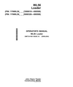 John Deere WL56 Loaders Operator's Manuals (OMT314168)