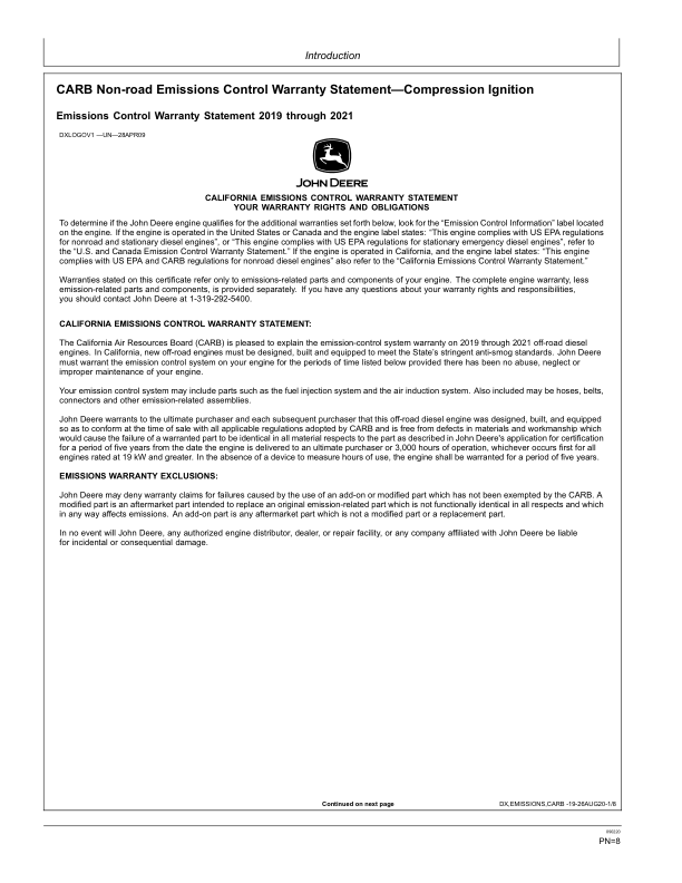 John Deere WL56 Loaders Operator's Manuals (OMT314168) - Image 2