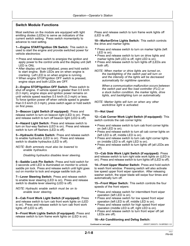 John Deere 870G, 870GP, 872G, 872GP Motor Graders Operator's Manuals (OMT314826) - Image 2