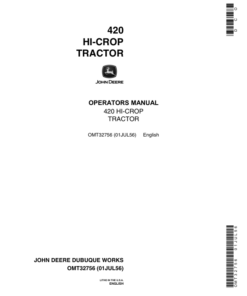 John Deere 420 Tractors Operator's Manuals (OMT32756)