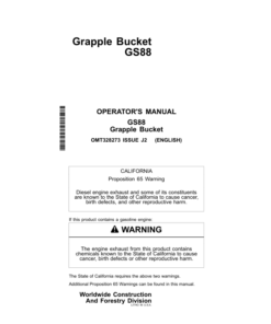 John Deere GS88 Worksite Pro Attachments Operator's Manuals (OMT328273)