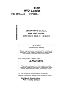 John Deere 444K Loaders Operator's Manuals (OMT337062X19)
