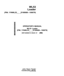 John Deere WL53 Loaders Operator's Manuals (OMT338989X19)
