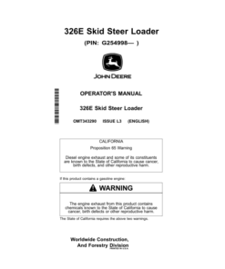 John Deere 326E Skid Steers Operator's Manuals (OMT343290)