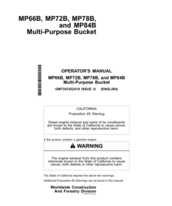 John Deere MP66B, MP72B, MP78B, MP84B Worksite Pro Attachments Operator's Manuals (OMT343352X19)