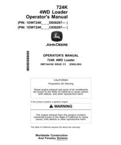 John Deere 724K Loaders Operator's Manuals (OMT344180)