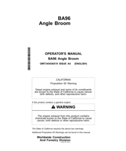 John Deere BA96 Worksite Pro Attachments Operator's Manuals (OMT345436X19)