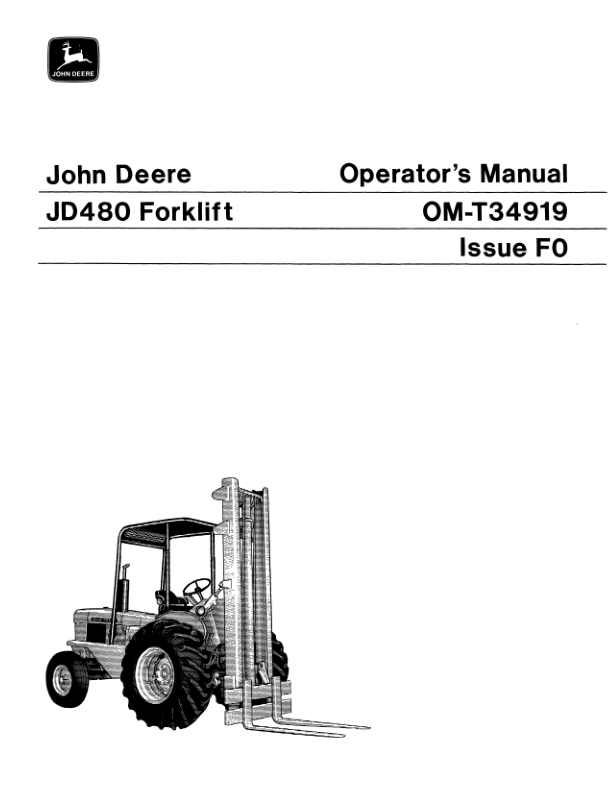 John Deere 480 Forklifts Operator's Manuals (OMT34919)