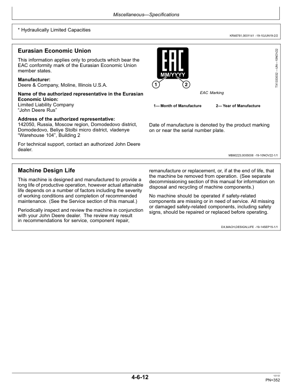 John Deere 3754G, 3754GLC Excavator Operator's Manuals (OMT351450X19) - Image 4