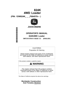 John Deere 824K SERIES II Loaders Operator's Manuals (OMT351579X19)