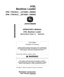 John Deere 410L Backhoe Loaders Operator's Manuals (OMT357556X19)