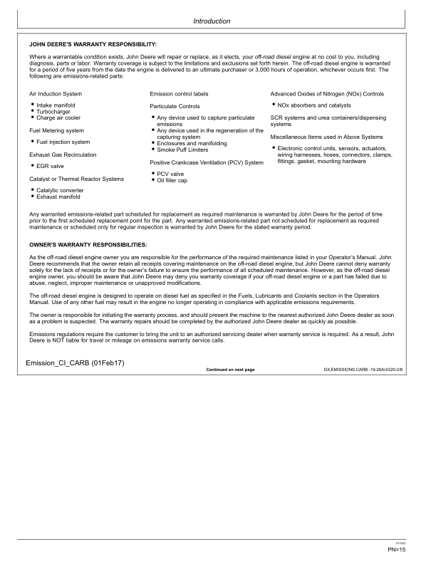 John Deere 2154G Excavator Operator's Manuals (OMT361329X19) - Image 2