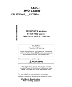 John Deere 544K SERIES II Loaders Operator's Manuals (OMT387131X19)