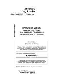 John Deere 2656GLC Log Loaders Operator's Manuals (OMT388072X19)