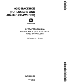 John Deere 9250 Attachments Operator's Manuals (OMT40349)
