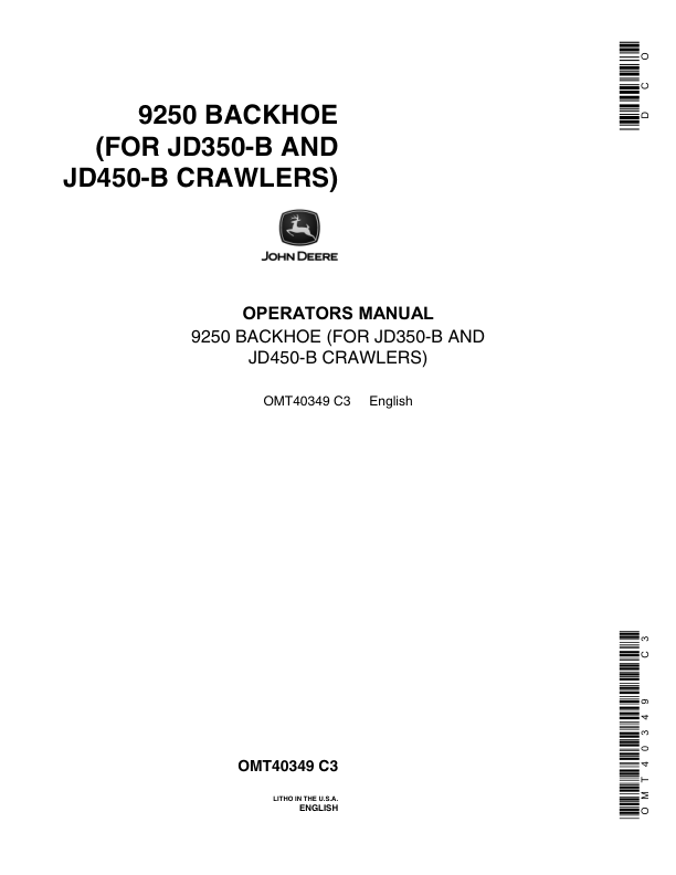 John Deere 9250 Attachments Operator's Manuals (OMT40349)