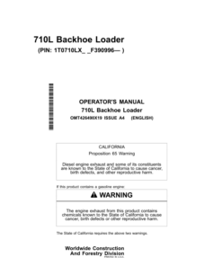 John Deere 710L Backhoe Loaders Operator's Manuals (OMT426490X19)