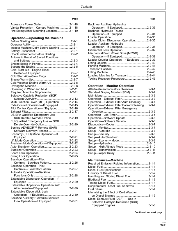 John Deere 710L Backhoe Loaders Operator's Manuals (OMT426490X19) - Image 2