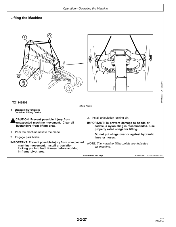 John Deere 620G, 622G Motor Graders Operator's Manuals (OMT429554X19) - Image 2