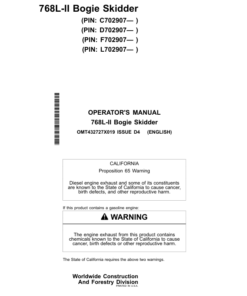 John Deere 768L-II Skidders Operator's Manuals (OMT432727X019)