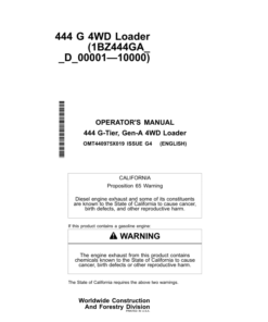 John Deere 444 G Loaders Operator's Manuals (OMT440975X019)