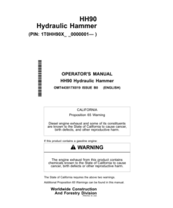 John Deere HH90 Hydraulic Hammers Operator's Manuals (OMT443817X019)