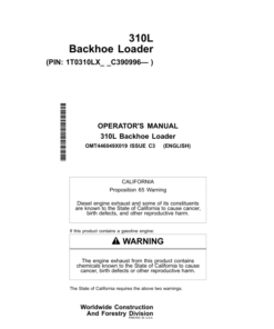 John Deere 310L Backhoe Loaders Operator's Manuals (OMT446049X019)
