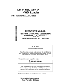 John Deere 724 P Loaders Operator's Manuals (OMT447404X019)