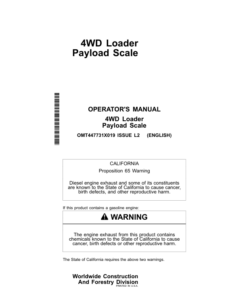 John Deere 744L, 824L, 844L, 844LAH Loaders Operator's Manuals (OMT447731X019)