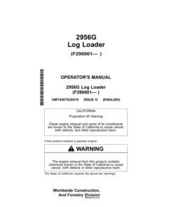 John Deere 2956G Log Loaders Operator's Manuals (OMT450702X019)