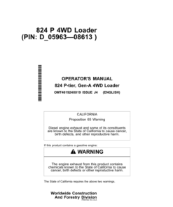 John Deere 824 P Loaders Operator's Manuals (OMT461924X019)