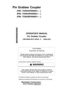 John Deere 35G, 50G, 60G Excavators Operator's Manuals (OMT466881X019)