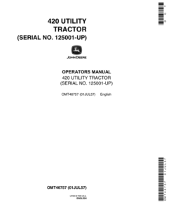 John Deere 420 Tractors Operator's Manuals (OMT46757)