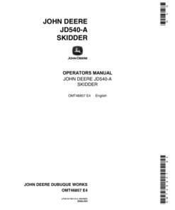 John Deere 540A Skidders Operator's Manuals (OMT46857)