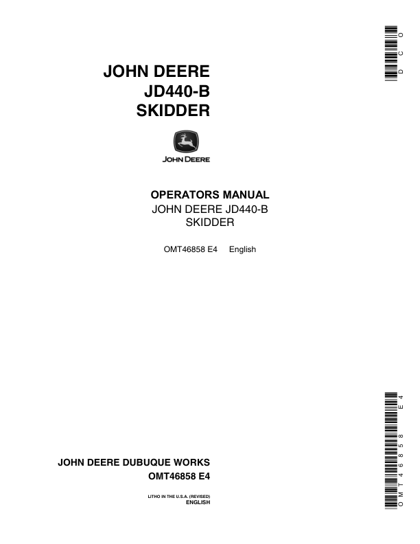 John Deere 440B Skidders Operator's Manuals (OMT46858)