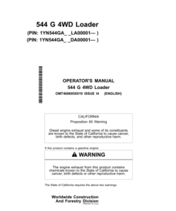 John Deere 544 G Loaders Operator's Manuals (OMT468695X019)