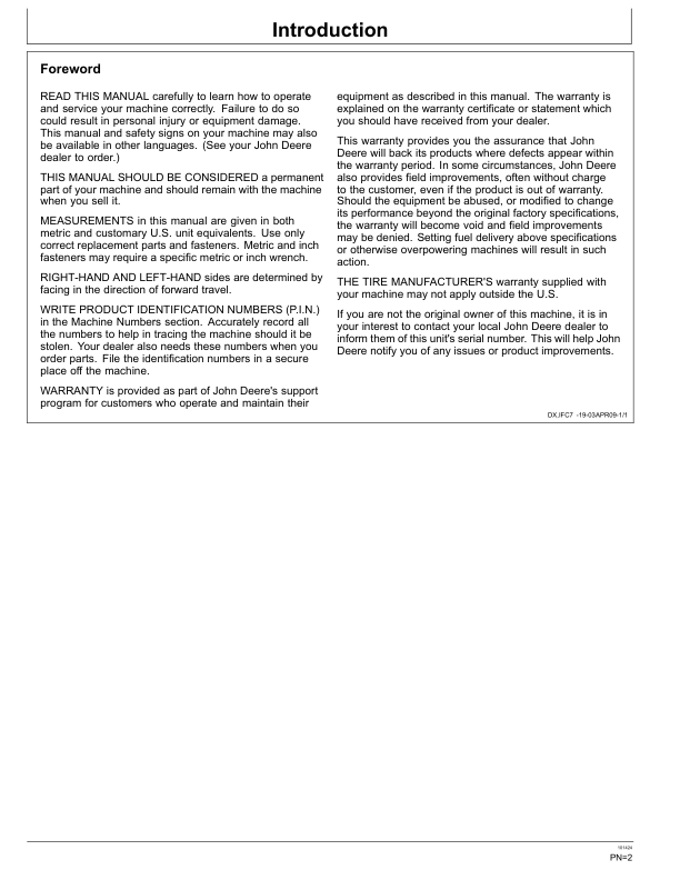 John Deere 844 P Loaders Operator's Manuals (OMT473606X019) - Image 2