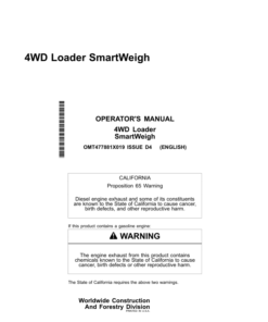 John Deere 444 P, 524 P, 544 P, 624 P, 644 P, 644 X, 744 P, 824 P, 844 P, 904 P Loaders Operator's Manuals (OMT477881X019)