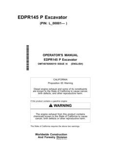 John Deere EDPR14.5P Excavators Operator's Manuals (OMT487609X019)