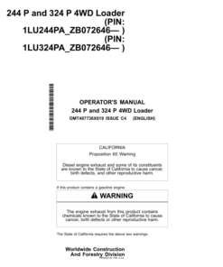 John Deere 244 P, 324 P Loaders Operator's Manuals (OMT487736X019)