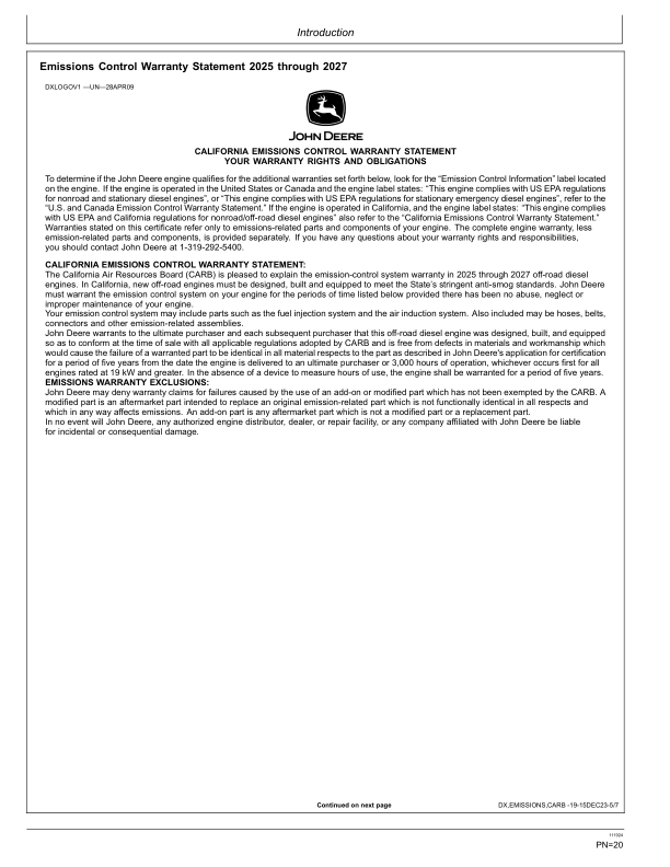 John Deere 620 P, 622 P Motor Graders Operator's Manuals (OMT494130X019) - Image 2