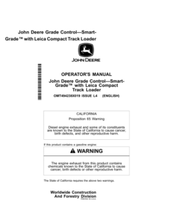 John Deere 333 P, 335 P Compact Track Loaders Operator's Manuals (OMT494238X019)