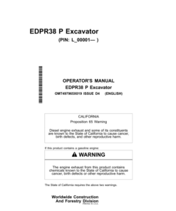 John Deere 380 P Excavators Operator's Manuals (OMT497965X019)
