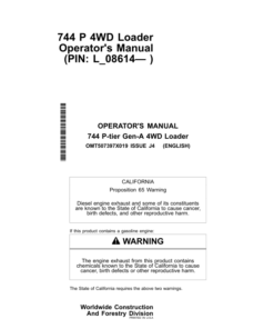 John Deere 744 P Loaders Operator's Manuals (OMT507397X019)