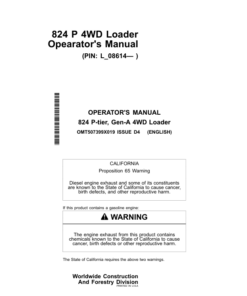 John Deere 824 P Loaders Operator's Manuals (OMT507399X019)