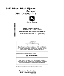 John Deere 3812 Scrapers Operator's Manuals (OMT513882X019)