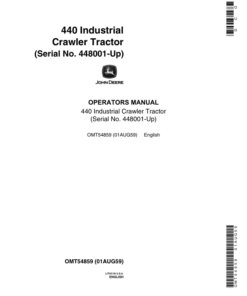 John Deere 440IC Crawlers Operator's Manuals (OMT54859)